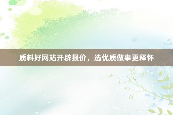 质料好网站开辟报价,选优质做事更释怀